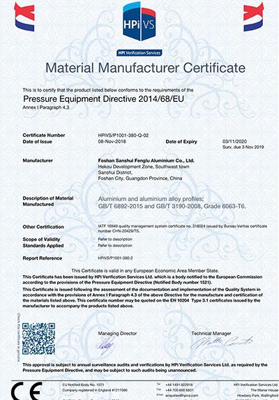 Сертификат PED