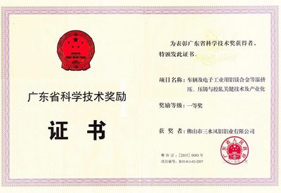 Награда первой степени в области науки и техники провинции Гуандун